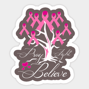 Breast Cancer Support - Breast Cancer Ribbon Tree Sticker